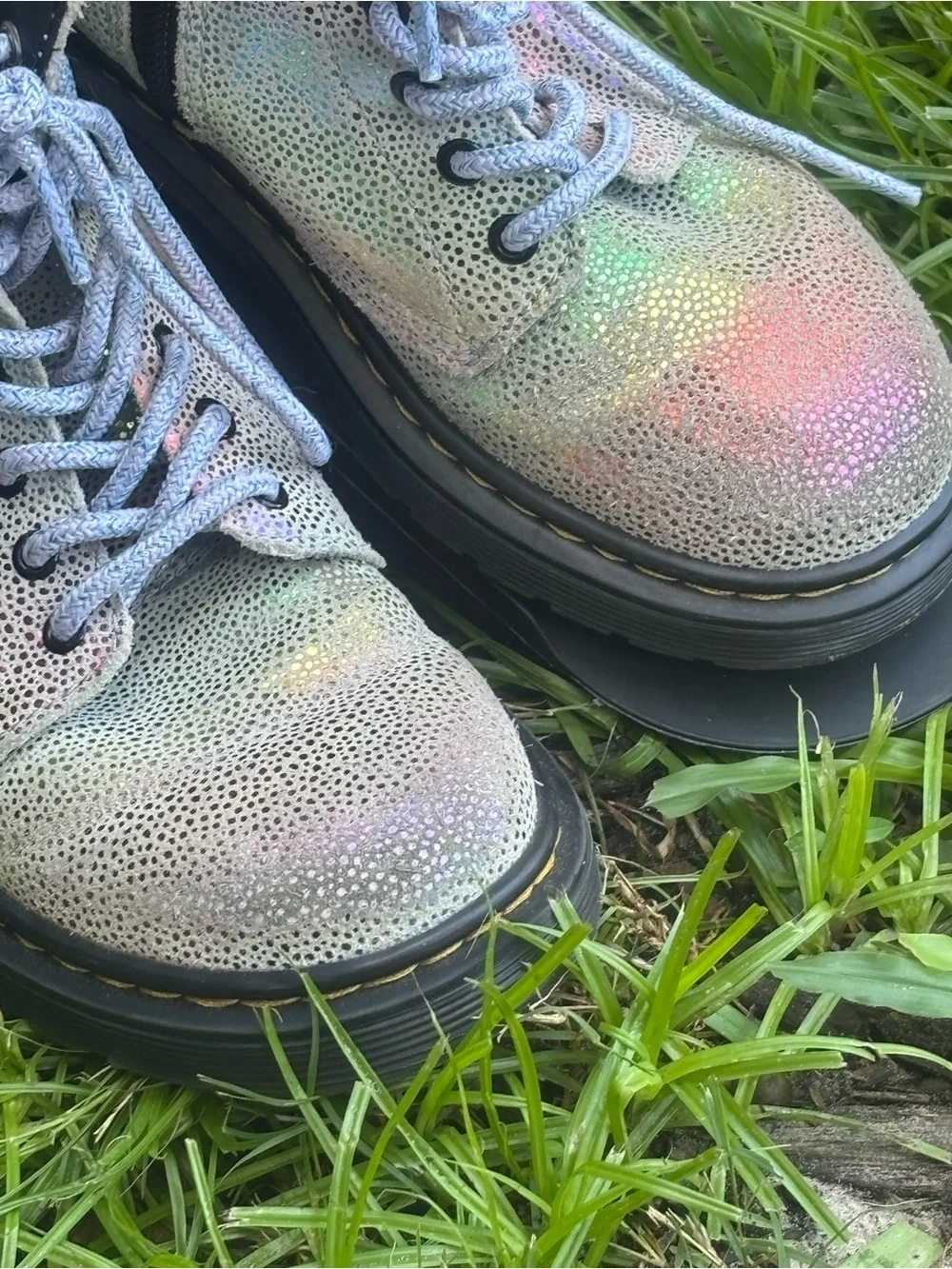 Dr. Martens Iridescent Lace-Up Combat Boots - Multi Kids Size 1